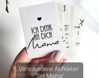 Verschiedene Aufkleber "Mama" Grabkerze, 5er Set oder 8er Set, Grabschmuck Sticker Grablicht Friedhof modern tod Trauer