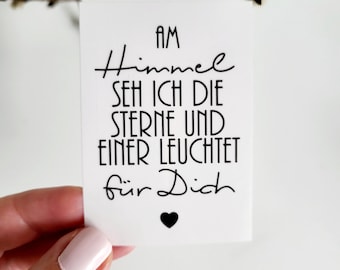 Sticker for grave candle "In the sky I see the stars and one shines for you" transparent sticker DIN A8 grave light decal