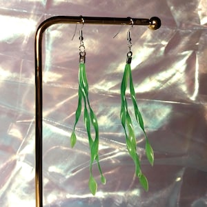 Seaweed Earrings, Faux Seaweed Dangle Earrings, Faux Seaweed Drop Earrings, Mermaid Earrings, Ocean Lover Gift, Birthday Gift