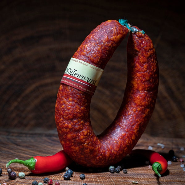 Höllenwurst "scharf" | Pokol Kolbasz spicy | ungarische Wurst Spezialität | eigene Produktion | hungary food | 180 g