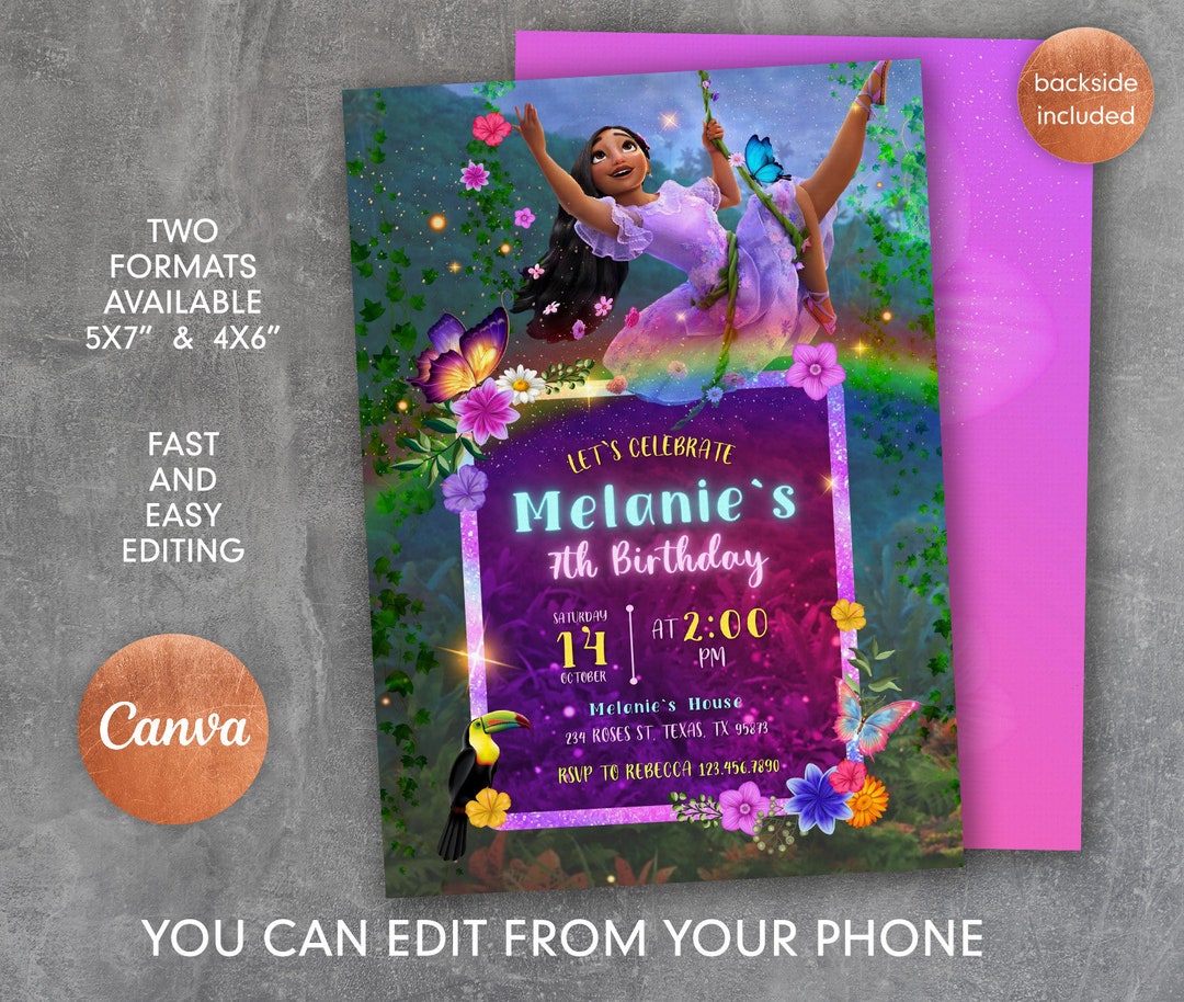 Printable Birthday Invite, Editable Invitation, Encanto Invitation