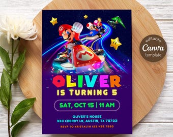 Mario Kart Birthday Invitation: Racing Party, Editable (Digital Download)