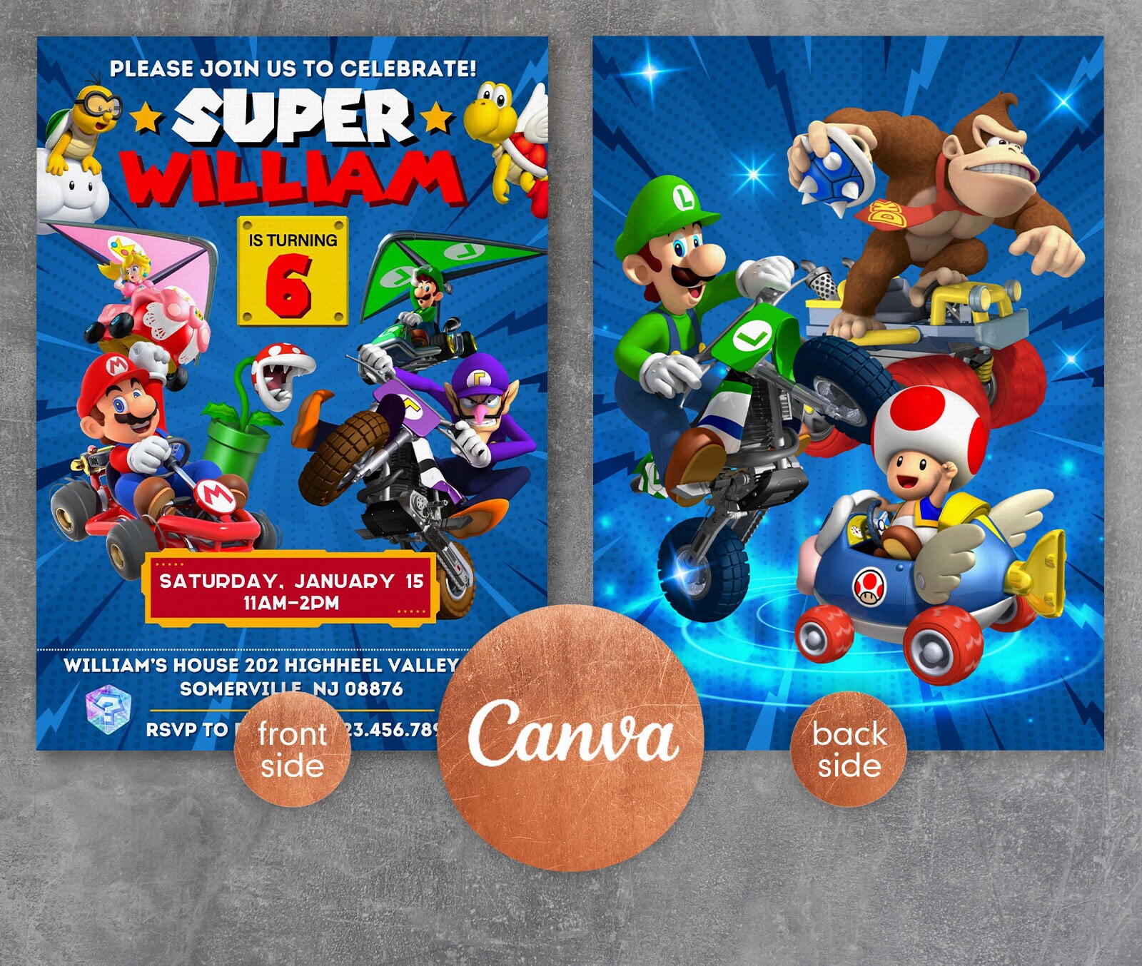 Printable Mario Kart Invitation Go Kart Birthday Invite Etsy