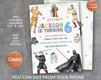 Star Wars Birthday Invitation: Editable Template (Digital Download)