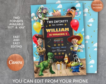 Toy Story-verjaardagsuitnodiging: Two Infinity, bewerkbare afdrukbare (digitale download)