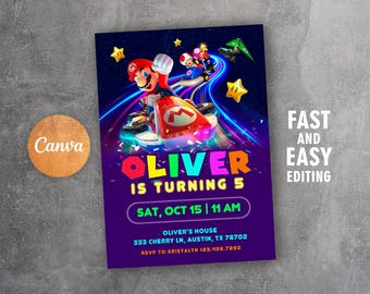 Mario Kart Birthday Invitation: Racing Party, Editable Template (Digital Download)