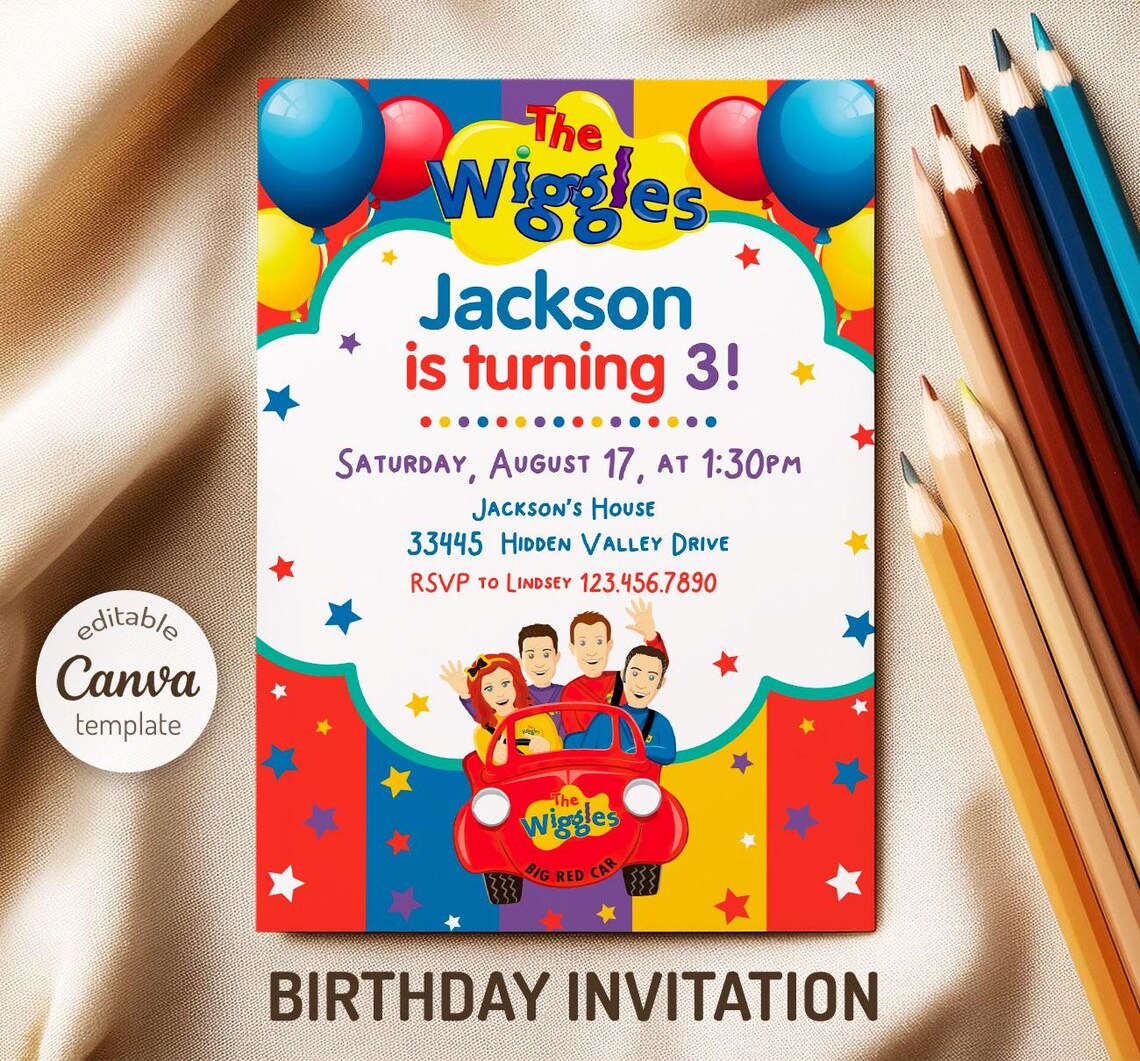 Wiggles Birthday Invitation Editable Music Party Invite (digital — free download