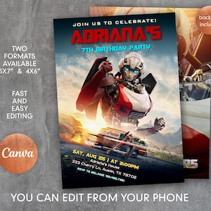 Printable Invite, Transformers Rise of the Beasts Birthday Invitation ...