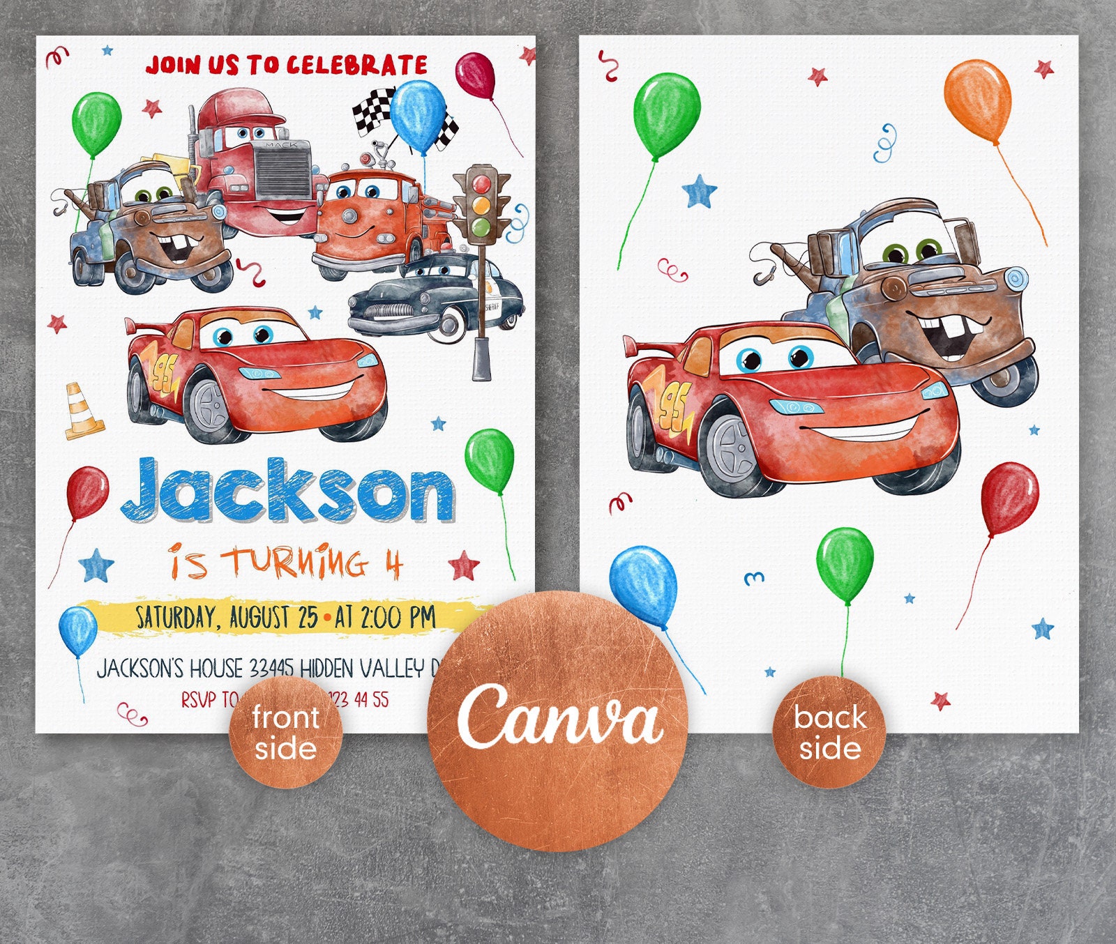 Printable Cars Invitation, Lightning Mcqueen Invite, Birthday Party ...