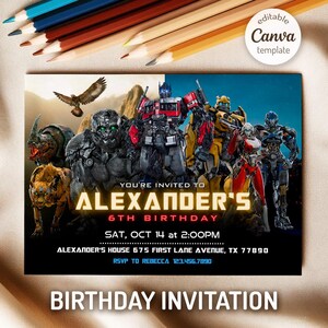 Printable Invite, Transformers Rise of the Beasts Birthday Invitation ...