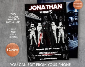 Darth Vader Birthday Invitation: Star Wars Invite, Editable (Digital Download)
