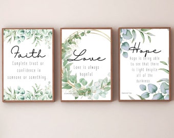 Faith Love Hope Bible Verse Prints | Christian Home Decor (Digital Download)