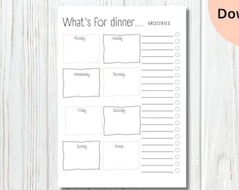 Printable Weekly Meal Planner & Grocery List (Digital Download)