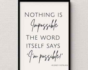 Impresión con cita de Audrey Hepburn: Arte mural motivacional (descarga digital)