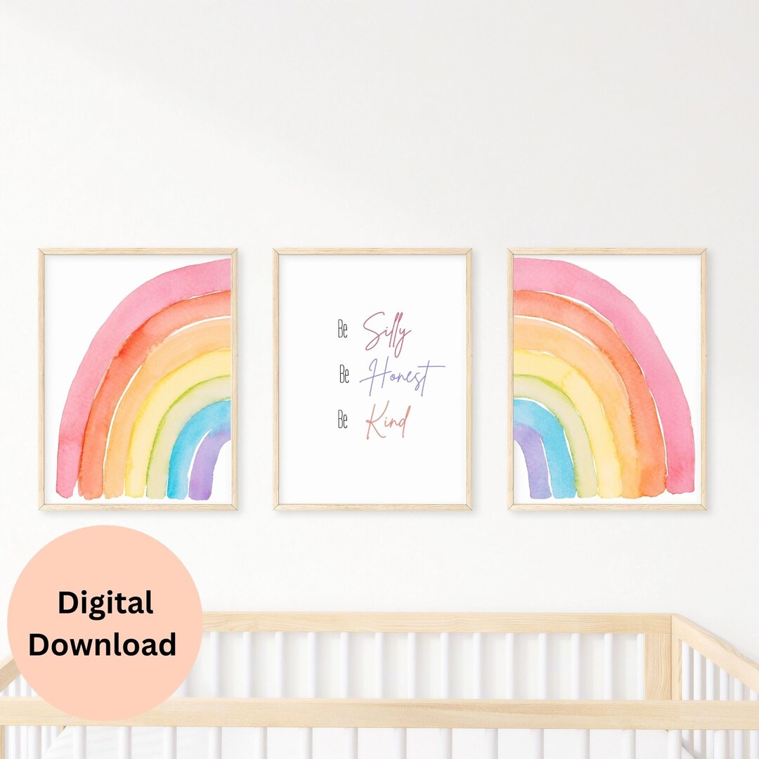 Rainbow Nursery Wall Art: Inspirational Prints, Set of 3 (digital ...