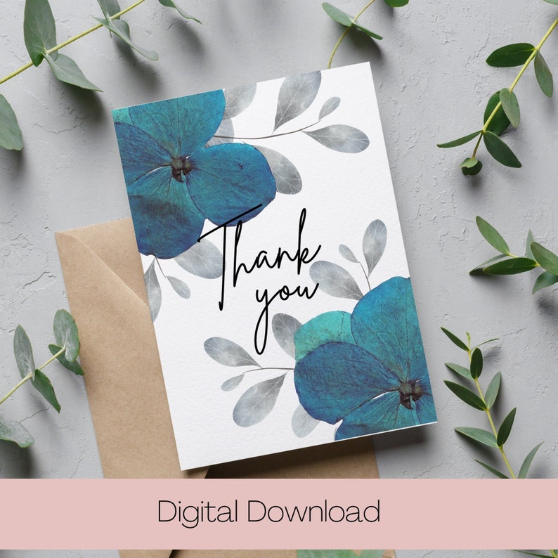 Thank You Card Printable Printable Thankyou Card Greeting - Etsy