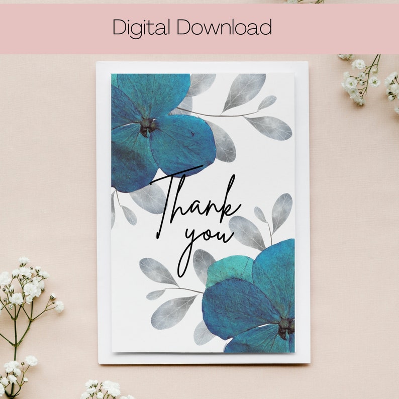 Thank You Card Printable Printable Thankyou Card Greeting - Etsy
