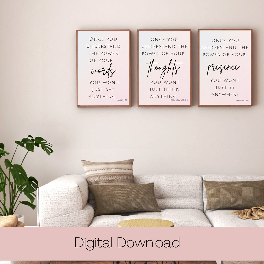 Scripture Wall Art Download, Printable Scripture Wall Art, Set of 3
