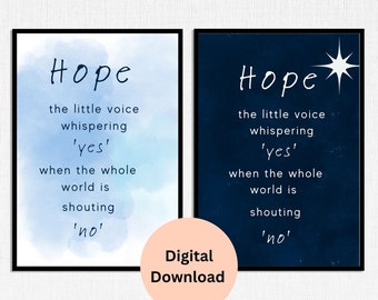 Inspirational Quote Print: Hope Saying, Wall Art Decor (Digital Download)