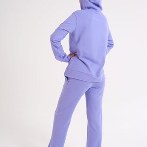 Breastfeeding Lilac 2 Piece Hoodie & Trousers Set Organic Cotton, Matching Nursing Sweatshirt With Hidden Zippers And Wide Legs Pant image 4