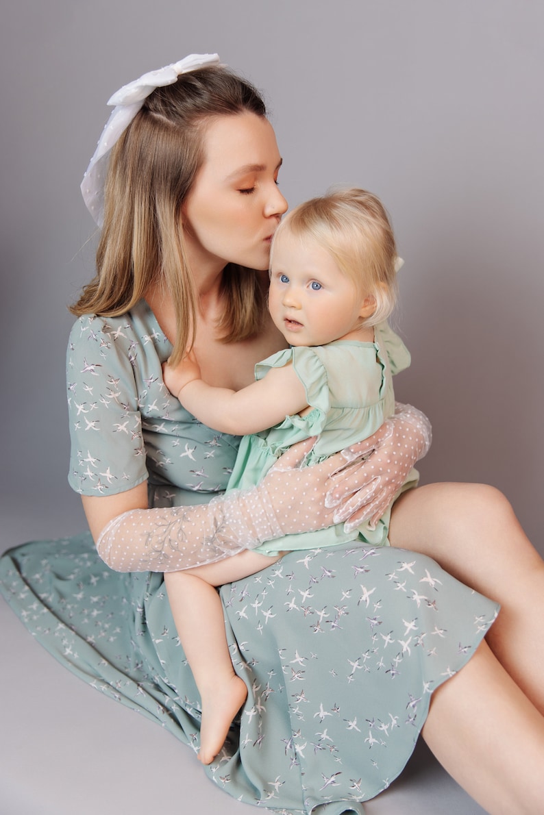 Breastfeeding Mint Outfit, Nursing Dress With Hiding Zipper, Maternity Clothing, Postpartum Dress, Chiffon, Easy Access image 7