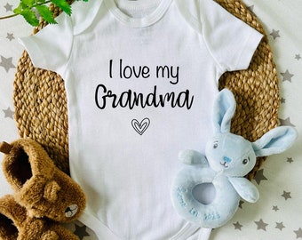 I Love My Grandma Baby Vest, New Baby Gift, Baby Shower, Baby Announcement, Baby Vest, Pregnancy Gift, Baby Body Suit.