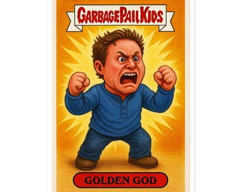GOLDEN GOD Vinyl Sticker | Dennis Reynolds from It's Always Sunny in Philadelphia | Garbage Pail Kids Parody Art