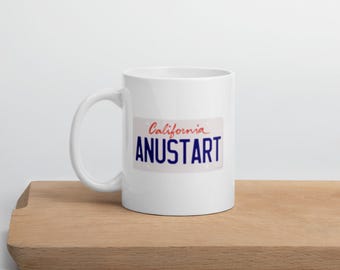 Anustart Placa de carro Caneca branca brilhante 11oz, 15oz, 20oz