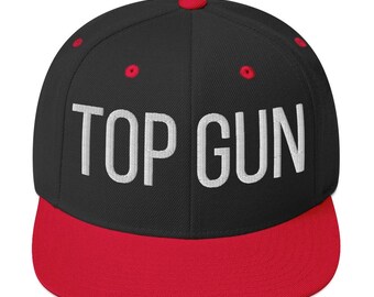 Top Gun Embroidered Snapback Hat | Adam Demamp Workaholics Cosplay Flat Bill Cap