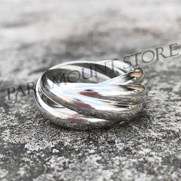 Five Band Rolling Ring, 925 Sterling Silver Ring, Five Interlocking Ring, Intertwine, Separated, Wedding Ring, Multi Band 2, 3, 4, 5, 6, 7