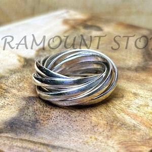 7 Band Rolling Ring, Interlocking Ring, 925 Sterling Silver Ring, Thick Intertwined/Separated Rolling Band, Everyday Wear Ring, Gift For Her