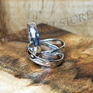 Silver Hammered Rolling Ring, 925 Sterling Silver Ring, Triple Interlocked, Intertwine, Trinity Ring, Artisanal Handmade Jewelry, Gifts Ring