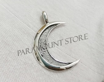 Crescent Moon Pendant, 925 Sterling Silver Pendant, Dainty Moon Charm Pendant, Oxidized Moon Pendant,  Everyday Wear Jewelry, Gift For Her