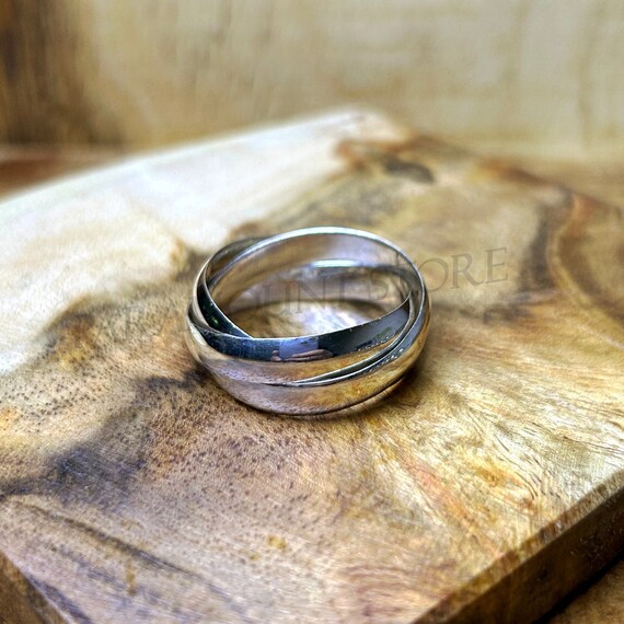 Bague a rouler trois rangs argent sterling 925 triple anneau entrelace entrelacs trinite separe alliance multi rangs 3 4 5 7 Etsy France