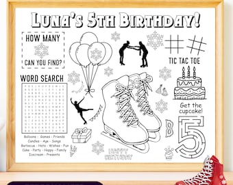 Ice Skating Birthday Party | Skating Queen of the Year | Ice rink Birthday | Party Favor | Coloring Sheet | Personalized Activity Sheet