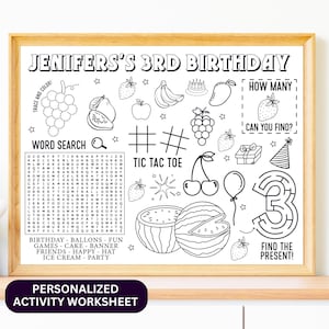 TWOtti Frutti Birthday Activity Sheet Printable | Tutti Frutti 2nd Birthday Coloring Placemat | Summer Fruit Party Favor | Instant Download