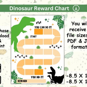 Gráfico de recompensas de dinossauros, gráfico de adesivos, criança, crianças em idade pré-escolar, tamanho carta, gráfico de treinamento potty, gráfico de comportamento, metas, para impressão, sem preparação