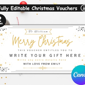 Bearbeitbarer Weihnachtsgeschenkgutschein, Ereignisticket, Ausdruck zu Hause Weihnachtsgutschein, Digitaler Geschenkgutschein, Überraschungsticket, Last-Minute-Geschenk
