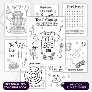 Notorious One Birthday Party Coloring Pages | Notorious Party Favor | 90s Party Coloring Sheet | Big ONE Notorious Theme Kids Party Activity