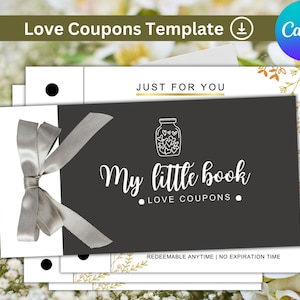 Love Coupon Book Printable pdf, Editable Love Coupons Couple Coupons, Gift for him gift for her, Birthday gift, Anniversary Gift Printable