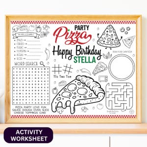 Pizza Activity Sheet Printable | Pizza Party Coloring Page | Kids Pizza Activity Mat | Pizza Birthday Party Game | Instant Download