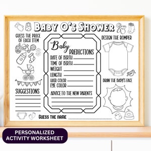 Foglio attività personalizzato per gli ospiti del baby shower / Ricordo personalizzato del baby shower / Bomboniera per il baby shower / Colorazione delle attività per bambini