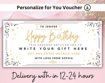 Editable Event Golden Ticket, Print at home Birthday Voucher, Digital Gift Voucher, Gift Golden Ticket, Foiled Voucher, Christmas Voucher