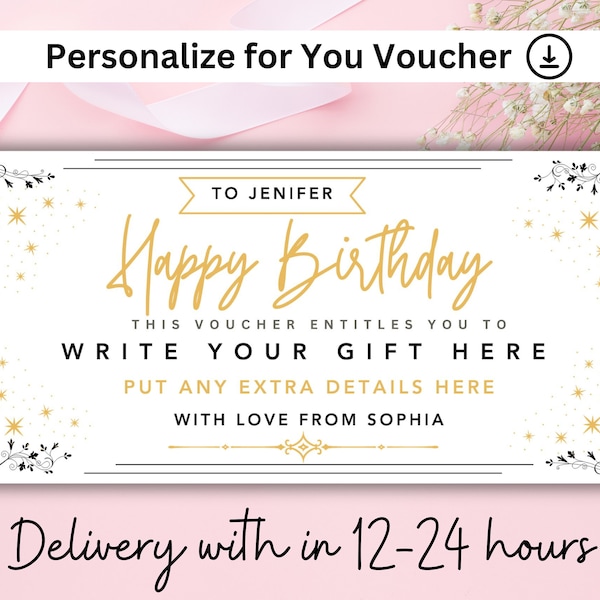 Editable Event Golden Ticket, Print at home Birthday Voucher, Digital Gift Voucher, Gift Golden Ticket, Foiled Voucher, Christmas Voucher