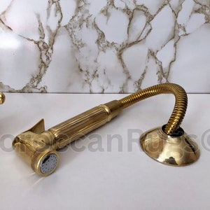 Unlacquered Brass Kitchen Sprayer, Handmade Sprayer With High Pressure - Kitchen Brass Sprayer, Kitchen Side Sprayer with With Pressure Hose