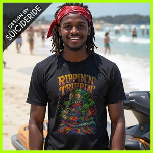 Psychedelisch Rippin' N' Trippin' Jetski-T-shirt | Leuk WaveRunner Sea-Doo waterscooter-T-shirt voor ruiters, avonturiers en watersporters