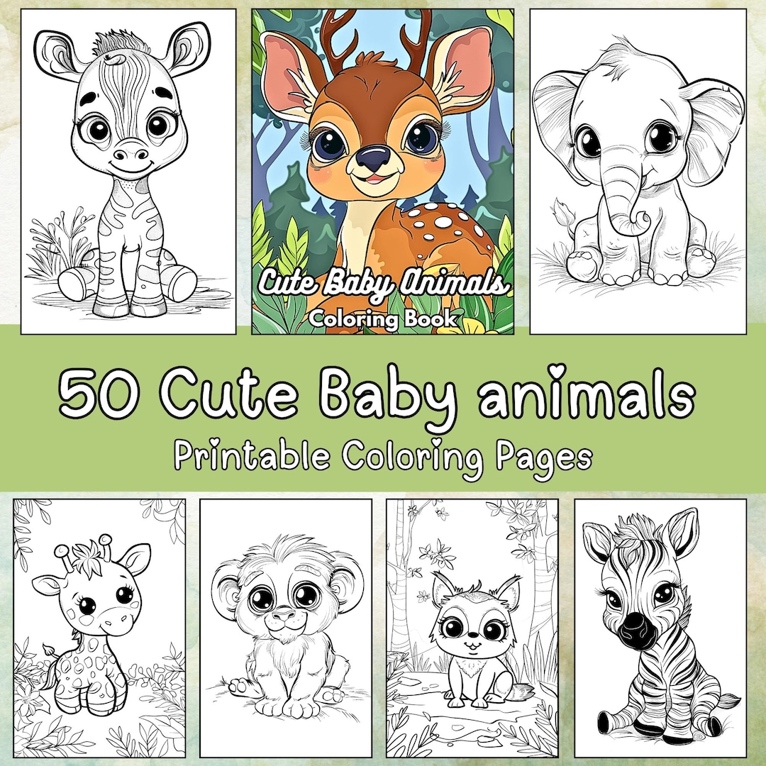 50 Cute Baby Animals Coloring Pages for Kids - Cute Animals Printable ...
