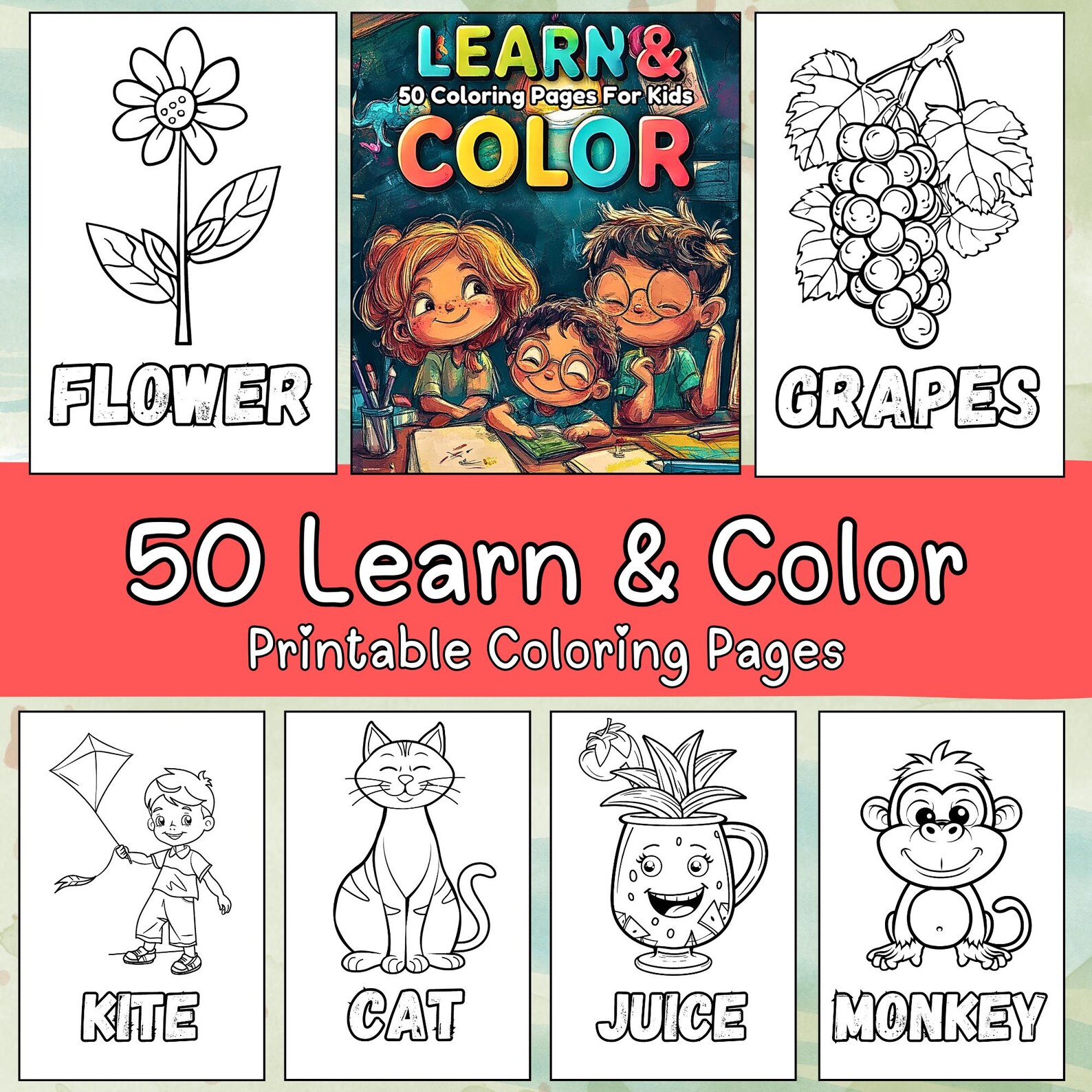 50 Coloring Pages for Kids - Easy Printable Learning Coloring Pages for ...