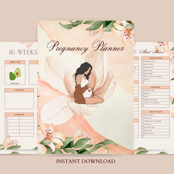 Pregnancy Planner Printable | Printable Pregnancy Journal | Pregnancy Organizer | 75 Pages | Pregnancy | Digital Planner | Printable Planner