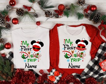 My First Disney Trip Shirt,2023 Disney Christmas Tshirt,Christmas Group Shirt,Personalized Mickey Christmas Shirts,First Disney Trip Shirt